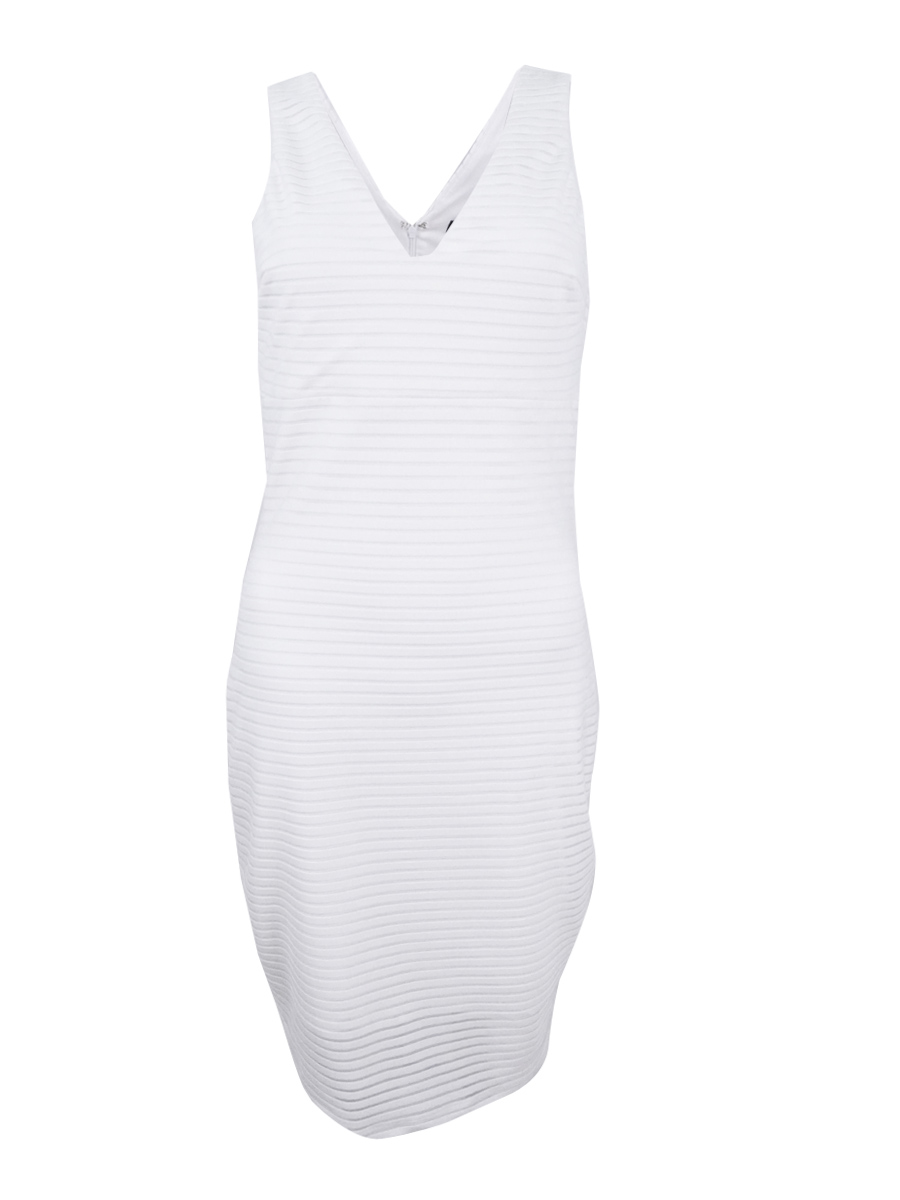 Robe Fourreau GUESS Femme Blanche - Taille 4, Sans Manches, Genou, Détails Illusion